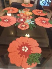 Multicor Floral Frisado Conjunto de Jantar com 1 Toalha De Centro De Mesa 6 E 6 Toalha De Mesa-Russa, usado comprar usado  Enviando para Brazil