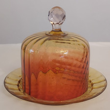 Antigo vidro de arte AMBERINA GRANDE cúpula coberta DISCO DE QUEIJO MANTEIGA fabricante desconhecido comprar usado  Enviando para Brazil