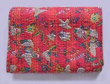 Manta funda cama Kantha de algodón puro hecha a mano india vintage - tamaño doble segunda mano  Embacar hacia Argentina