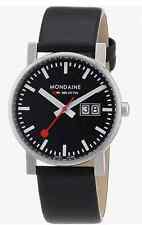 Mondaine SBB EVO 35mm oficial Swiss Railways mostrador preto relógio de couro data grande comprar usado  Enviando para Brazil