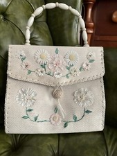 Bolsa de flores vintage anos 60 de plástico sobre tecido cabo de madeira feita no Japão casa de campo comprar usado  Enviando para Brazil