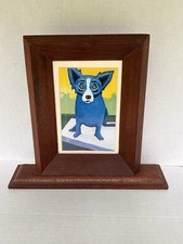 Cartão postal George Rodrigue arte estampa cachorro azul tamanho reimpressão madeira vintage, usado comprar usado  Enviando para Brazil