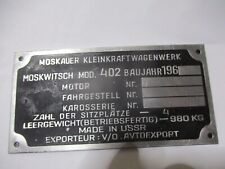 Typenschild schild moskwitsch gebraucht kaufen  Deutschland