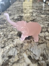 Estatueta de elefante vintage polida rosa quartzo pedra preciosa tronco translúcido comprar usado  Enviando para Brazil