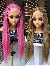 Perucas trançadas para mulheres negras, perucas feitas à mão, tranças Fulani, peruca frontal, peruca de cornrow comprar usado  Enviando para Brazil