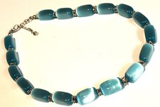 Lote #376 lindo colar de contas de pedra azul brilhante olho de gato comprar usado  Enviando para Brazil