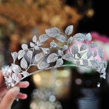 Usado, Luxo All CZ folhas cúbicas de zircônia casamento rainha formatura tiara coroa para mulheres comprar usado  Enviando para Brazil