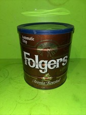Antiga lata de café vermelha Folgers 39 oz tampa azul grande Lebowski gota automática aroma assado comprar usado  Enviando para Brazil