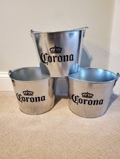 Usado, CAIXA de 3 BALDES DE CERVEJA CORONA METAL com ALÇA ABRIDORA DE GARRAFAS comprar usado  Enviando para Brazil