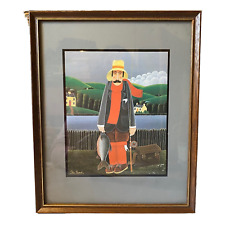 Fisherman fishing framed for sale  SPALDING