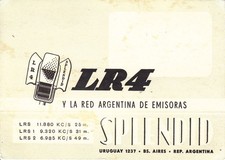 1954 QSL: Rádio LRS Splendid, Buenos Aires, Argentina, usado comprar usado  Enviando para Brazil