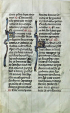 Folha de manuscrito BoH iluminada Ca.1370, latim, 3 iniciais alongadas, França comprar usado  Enviando para Brazil