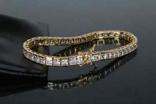 Pulseira de tênis quadrada BAGUETTE 4mm comprimento 8" diamante de laboratório cor ouro - 9/10 Cond. comprar usado  Enviando para Brazil