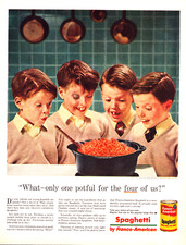 Franco American Spaghetti Pasta Boys Quadruplets Hungry Vintage Print Ad 1955 comprar usado  Enviando para Brazil
