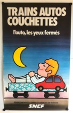 PASTRE – TRAINS AUTOS COUCHETTES – AFFICHE ORIGINALE - TRÈS RARE – 1977 comprar usado  Enviando para Brazil