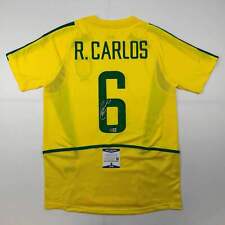 Camiseta de futebol amarela Beckett autografada/assinada Roberto Carlos Brasil certificado de autenticidade BAS comprar usado  Enviando para Brazil