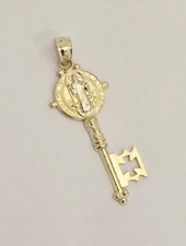Colar pingente ouro 14K 2 tons chave escravo San Benito 10x30 mm comprar usado  Enviando para Brazil