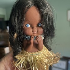 Vintage Hawaje Pamiątka Hawajska Hula Girl 5,5" Lalka Guma Kolekcjonerska Hongkong, używany na sprzedaż  Wysyłka do Poland