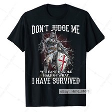 Camiseta Cavaleiro Templário I Survived Don't Judge Me Christian Warrior Of Christ comprar usado  Enviando para Brazil