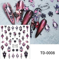 Adesivos para nail art 5D decalques em relevo flor punk unha faça você mesmo rosa gótica (TD0008) comprar usado  Enviando para Brazil