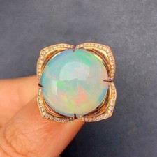 Anel de noivado redondo 3 quilates criado em laboratório flor opala de fogo acabamento em ouro amarelo 14k comprar usado  Enviando para Brazil