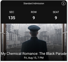 Chemical romance ticket for sale  Bristow