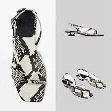 Sandálias sapatos femininos Massimo Dutti de couro biqueira quadrada metal salto traseiro comprar usado  Enviando para Brazil