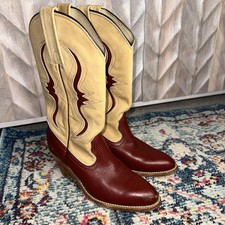 Vintage Frye BOOTSClam Burg Cowgirl Anos 70 Banco de Couro Marrom Trabalhada 7240 8 MULHERES’s comprar usado  Enviando para Brazil
