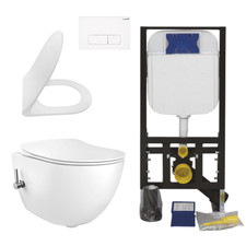 Creavit Wisząca toaleta Biała Bezpłukana Bidet i Softclose Pokrywa Zestaw elementów podtynkowych na sprzedaż  Wysyłka do Poland