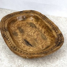 Bandeja decorativa de madeira esculpida à mão aro frisado decoração de mesa rústica 14”x 10” comprar usado  Enviando para Brazil