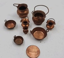 Juego de utensilios de cocina en miniatura para casa de muñecas ollas sartenes de cobre  segunda mano  Embacar hacia Mexico