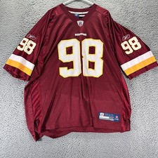 Camiseta masculina vintage Reebok Washington Redskins 2XL vermelha no campo Brian Orakpo #98 comprar usado  Enviando para Brazil