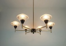 Candelabro 6 luzes meados do século pingente vidro alumínio metal início dos anos 1960, usado comprar usado  Enviando para Brazil