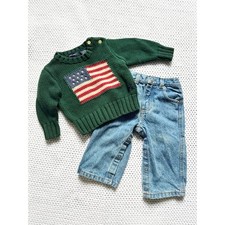 Usado, Polo Ralph Lauren bebê bandeira verde malha suéter jeans conjunto 3-12 meses vintage comprar usado  Enviando para Brazil