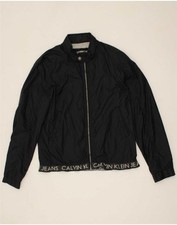 Jaqueta Bombardeiro Gráfica Masculina CALVIN KLEIN Reino Unido 38 Média Preta Nylon PV09 comprar usado  Enviando para Brazil