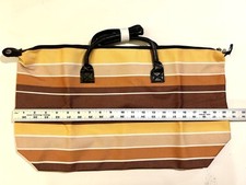 Bolsa tote grande listrada marrom laranja e amarela/larga de praia com zíper, alças longas comprar usado  Enviando para Brazil