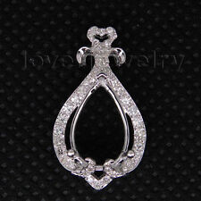Conjuntos de joias em forma de pera 8x11mm sólido ouro branco 14kt diamante semi-montagem pingente comprar usado  Enviando para Brazil