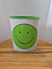 Cesto de lixo vintage Metal Smiley Face Cheinco verde limão branco kitsch, usado comprar usado  Enviando para Brazil