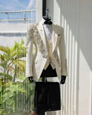 Ternos masculinos brilhantes para casamento luxo cristais frisados noivo smoking festa blazers comprar usado  Enviando para Brazil