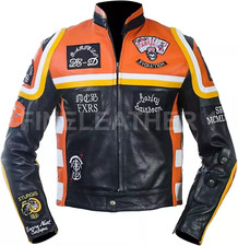 Usado, Jaqueta de couro real masculina vintage motociclista Mickey Rourke Marlboro HDMM comprar usado  Enviando para Brazil