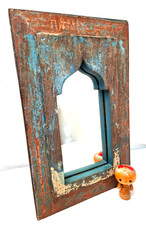 ESPELHO de madeira reciclada vintage médio display decoração indiana #16, usado comprar usado  Enviando para Brazil