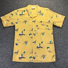 Camisa havaiana vintage Ciao gola de acampamento tamanho médio amarela tropical vento surf comprar usado  Enviando para Brazil