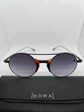 Usado, NOVO! Óculos de sol Sora redondo de metal preto com destaque de casca de tartaruga 50 22 145 comprar usado  Enviando para Brazil