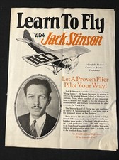 Vintage 1920 APRENDA A VOAR com Brochura JACK STINTON Escola de Voo Aviação Rara! comprar usado  Enviando para Brazil