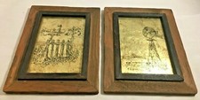 2 fotos de moinho de vento de latão em 9,5x7,5" moldura de madeira rústica eclipse moinho de vento Texas comprar usado  Enviando para Brazil
