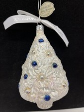 Árbol de festival de reliquia navideña Waterford vintage adorno blanco y azul segunda mano  Embacar hacia Mexico