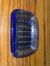Saboneteira de vidro arte reciclada fogo e luz azul cobalto. comprar usado  Enviando para Brazil