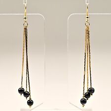 Brincos de ouro vintage vintage designer pérola preta ônix espinélio pedra preciosa, usado comprar usado  Enviando para Brazil