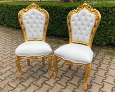 Cadeiras de jantar barrocas italianas conjunto de 2 folhas de ouro esculpidas estofadas elegantes comprar usado  Enviando para Brazil