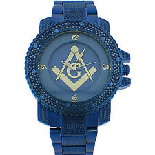 Relógios maçônicos à venda - Pulseira de metal azul - Free Masons Blue Face Gold comprar usado  Enviando para Brazil